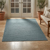 3' X 5' Blue And Ivory Floral Distressed Area Rug