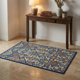 3' X 5' Blue and Beige Floral Power Loom Area Rug