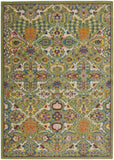 3' X 5' Green and Ivory Floral Power Loom Area Rug