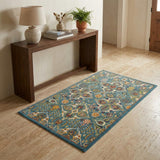 3' X 5' Blue and Ivory Floral Power Loom Area Rug