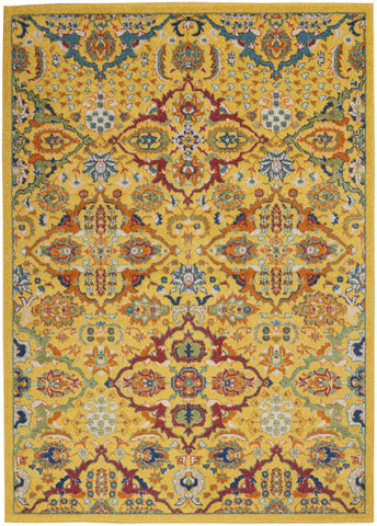 3' X 5' Yellow and Red Floral Power Loom Area Rug
