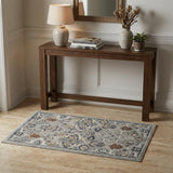 3' X 5' Gray and Ivory Floral Power Loom Area Rug