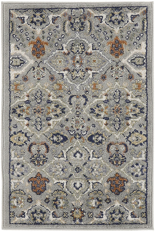 3' X 5' Gray and Ivory Floral Power Loom Area Rug