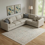 8' X 10' Light Gray Black And Yellow Floral Distressed Area Rug