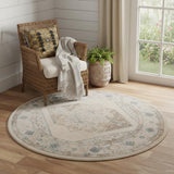 5' Beige And Bronze Floral Medallion Round Rug