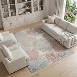 8' X 10' Blue Blush And Gray Seashell and Coral Area Rug