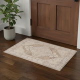 3' X 5' Beige And Gray Floral Distressed Area Rug