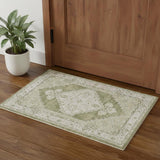 3' X 5' Cream Floral Distressed Area Rug