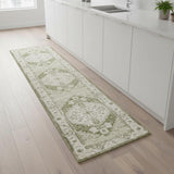 8' Cream Floral Distressed Runner Rug