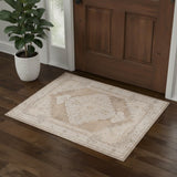 2' X 4' Beige Floral Distressed Area Rug