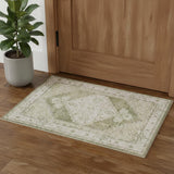 2' X 4' Cream Floral Distressed Area Rug
