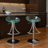 Clear And Silver Heavy Duty Plastic And Metal Low Back Adjustable Height Bar Chair