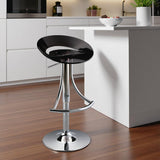 Black And Silver Heavy Duty Plastic And Metal Low Back Adjustable Height Bar Chair