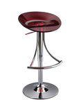 Red and Silver Acrylic and Metal Low Back Adjustable Height Bar Chair