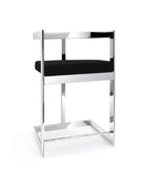26" Black and Silver Velvet and Stainless Steel Low Back Counter Height Bar Chair