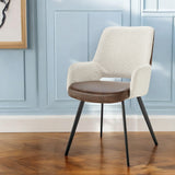 Ivory Brown and Black Upholstered Fabric And Faux Leather Dining Arm Chair
