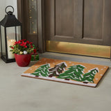 17" X 29" Natural and Green Coir Christmas Trees Outdoor Christmas Door Mat