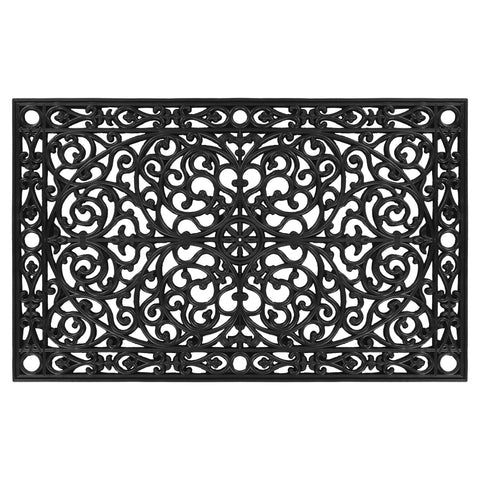 30" X 48" Black Rubber Scrollwork Outdoor Door Mat