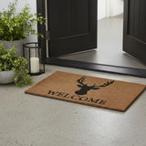 24" X 36" Natural and Black Coir Stag Welcome Outdoor Door Mat