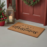 17" X 29" Natural and Black Coir Merry Christmas Outdoor Christmas Door Mat