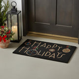 24" X 36" Black and Natural Coir Happy Holidays Outdoor Christmas Door Mat