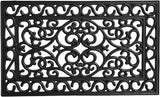 18" X 30" Black Rubber Scrollwork Outdoor Door Mat