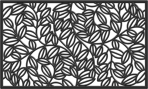 24" X 36" Black Rubber Botanical Leaves Outdoor Door Mat
