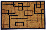 24" X 36" Natural and Black Coir Geometric Outdoor Door Mat