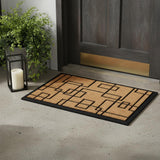 24" X 36" Natural and Black Coir Geometric Outdoor Door Mat