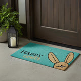 17" X 29" Aqua and Natural Coir Happy Easter Outdoor Easter Door Mat