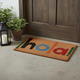 17" X 29" Natural Blue and Black Coir Hola Outdoor Door Mat