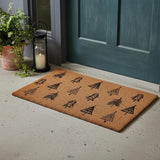 17" X 29" Natural and Black Coir Floral Welcome Outdoor Door Mat