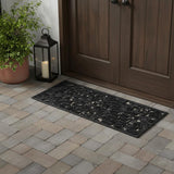 22" X 48" Black Rubber Botanical Leaves Outdoor Door Mat