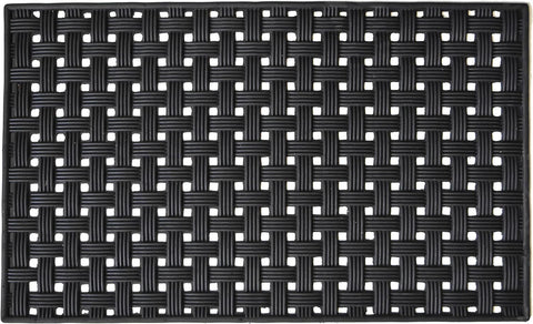 18" X 30" Black Rubber Weave Outdoor Door Mat