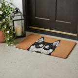 24" X 36" Natural Black and White Coir Siberian Husky Outdoor Door Mat