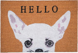 24" X 36" Natural Black and White Coir Chihuahua Hello Outdoor Door Mat