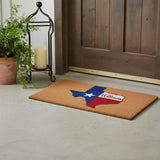 17" X 29" Natural Red White and Blue Coir Texas Outdoor Door Mat