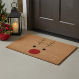 17" X 29" Natural Black and Red Coir Reindeer Outdoor Christmas Door Mat