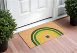 17" X 29" Natural and Green Coir Shamrock Outdoor St. Patrick's Day Door Mat