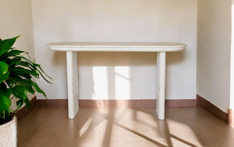 60" Natural Solid Wood Oval Console Table