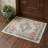 2' X 3' Beige Oriental Distressed Area Rug With Fringe