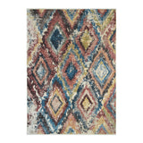 2' X 3' Blue Geometric Distressed Area Rug With Fringe