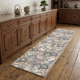 8' Rust Oriental Distressed Runner Rug With Fringe
