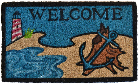 8' X 10' Blue Washable Non Skid Indoor Outdoor Area Rug