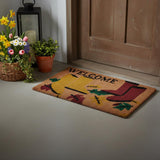 18" X 30" Brown and Red Coir Leaves Welcome Outdoor Spring Door Mat