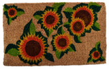 18" X 30" Brown Orange And Yellow Floral Outdoor Coir Door Mat