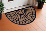 18" X 30" Brown and Black Rubber Geometric Outdoor Semi Circle Door Mat