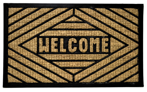 18" X 30" Brown and Black Rubber Welcome Outdoor Door Mat