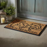 18" X 30" Brown and Black Rubber And Coir Dolphin Life is Beautiful Outdoor Door Mat