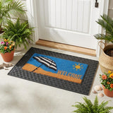 18" X 30" Brown And Black Spring Summer Outdoor Rubber And Coir Door Mat With Insert